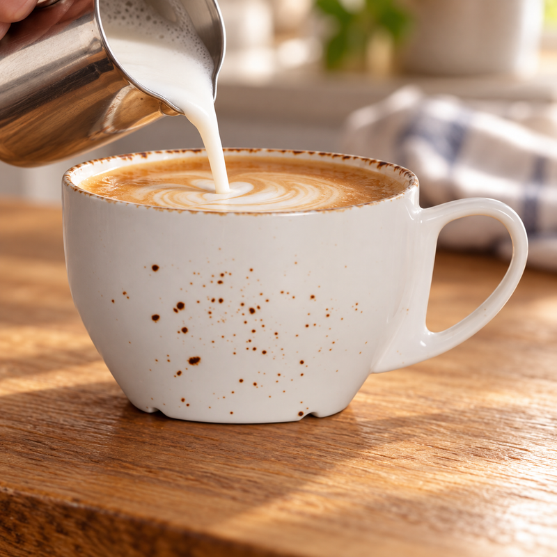 AW-8782 — Milk poured into the speckled cup