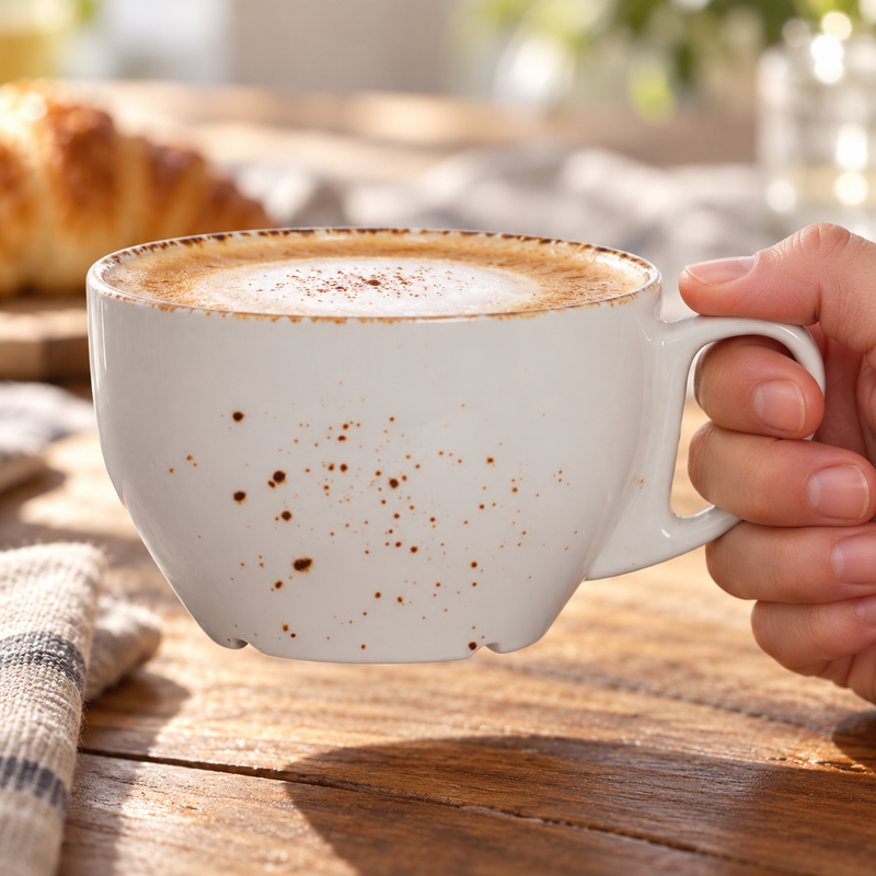 AW-8782 — A cappuccino cup held at the table