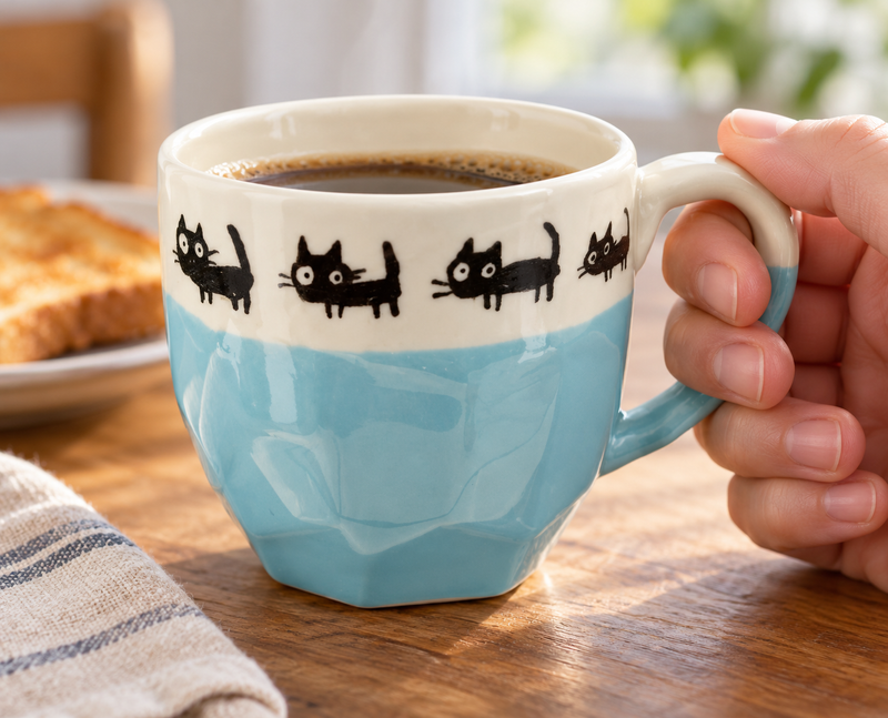 KM18-BC — Cats around the breakfast table