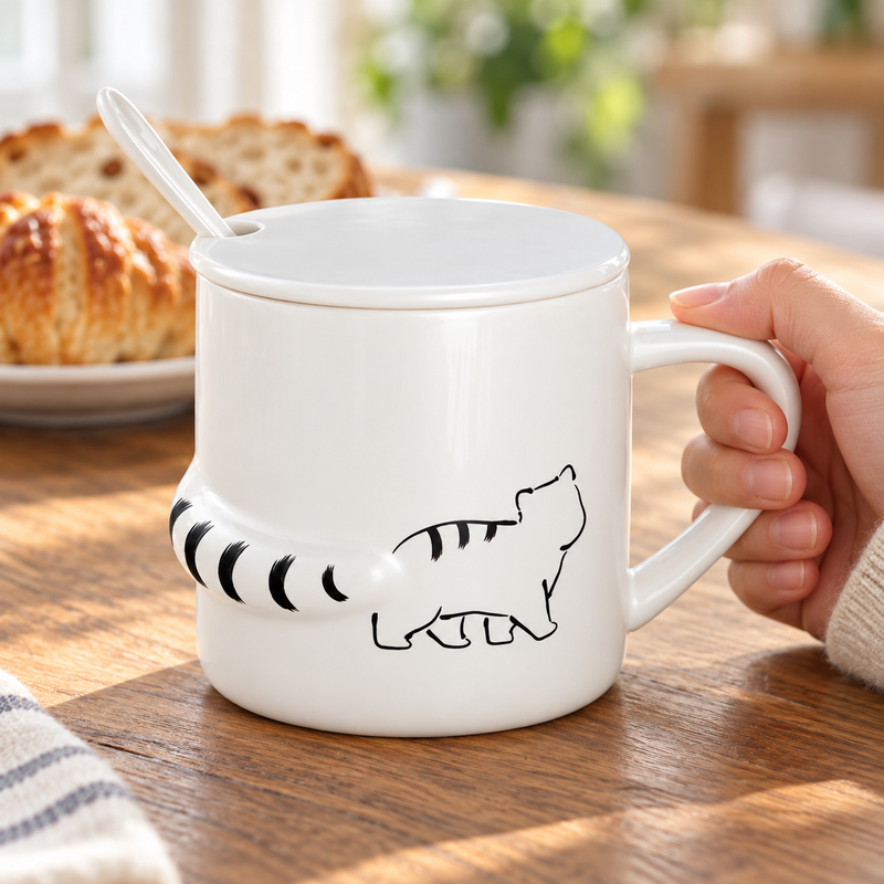 PC25-1 — A cat mug beside breakfast