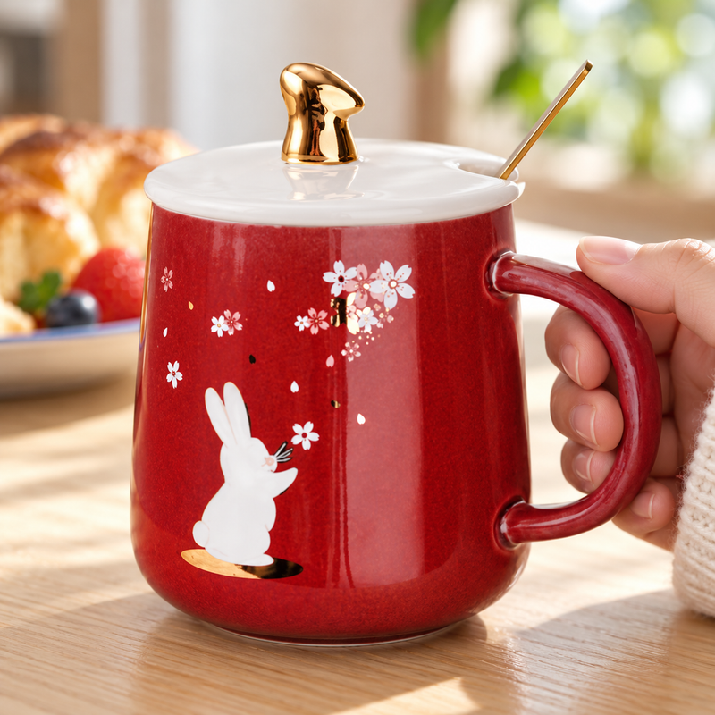 PC34-1 — A rabbit mug beside breakfast