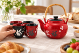 TPS4-333 red-and-black tea set in a cup-serving setting; contextual accessories not included.