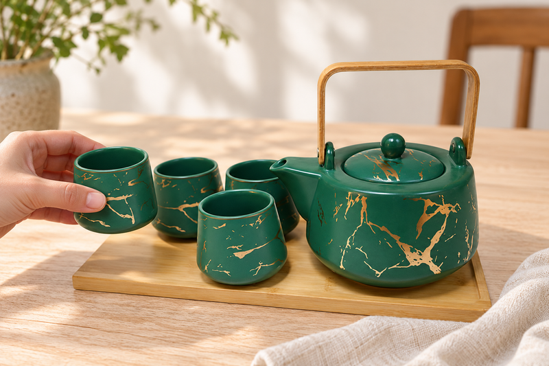 jhs8-gr — Serving from the green and gold set