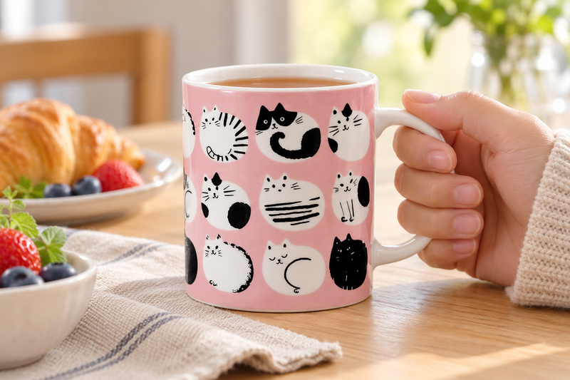 ph72-c3 — Cats around a breakfast mug