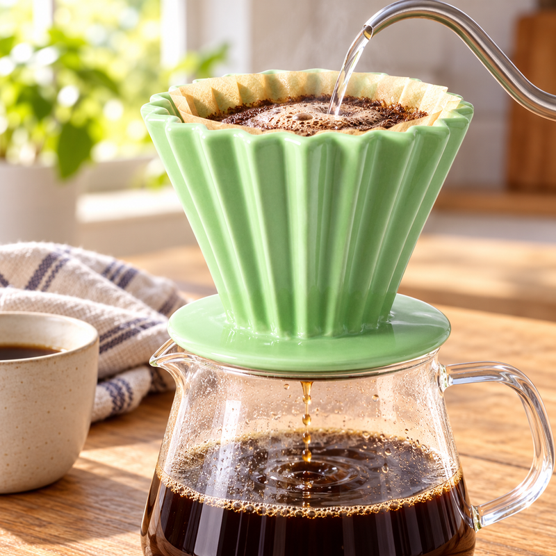 Green JHCD3 ceramic coffee dripper profile