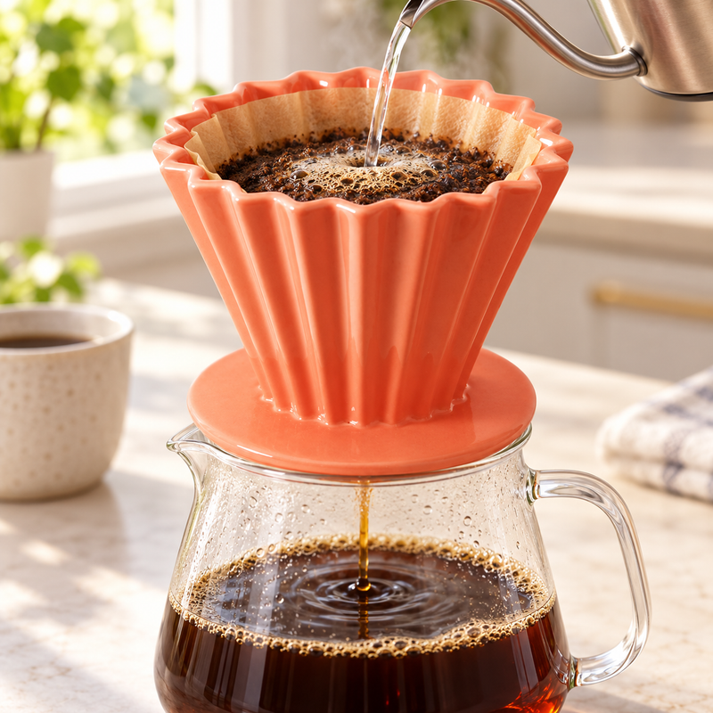 Orange JHCD3 ceramic coffee dripper interior