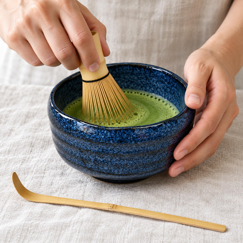 k537s-nb — Whisking in the dark-blue bowl