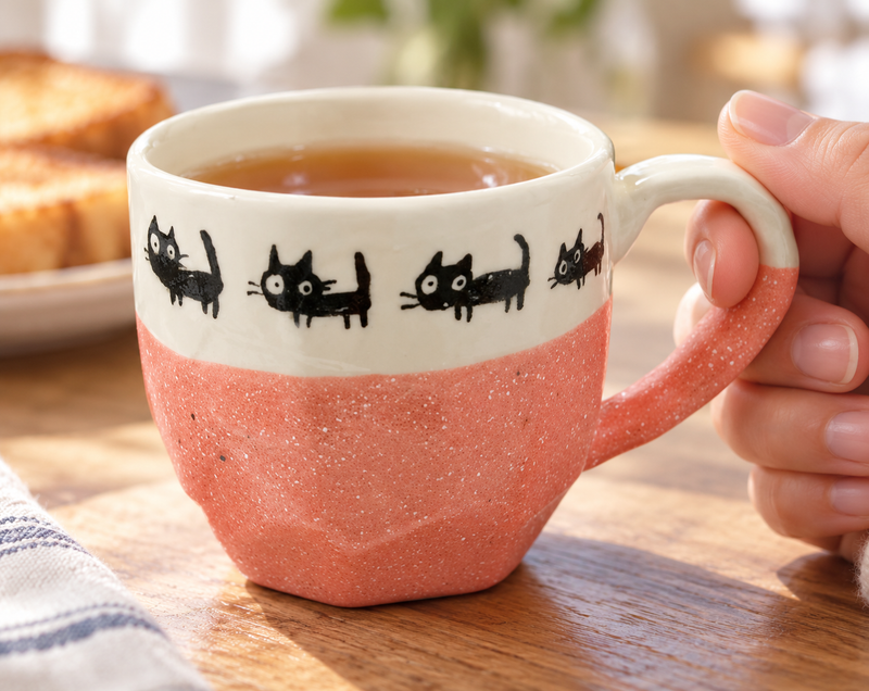 KM18-PC — A cat-pattern cup for a tea break