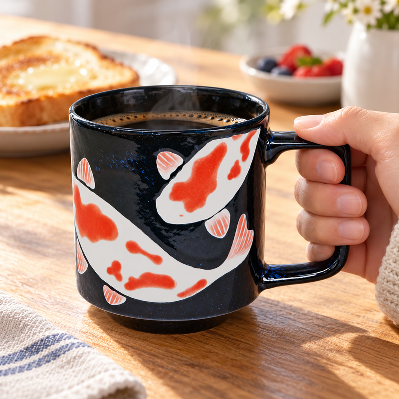 WA72-CA koi mug held during a coffee break