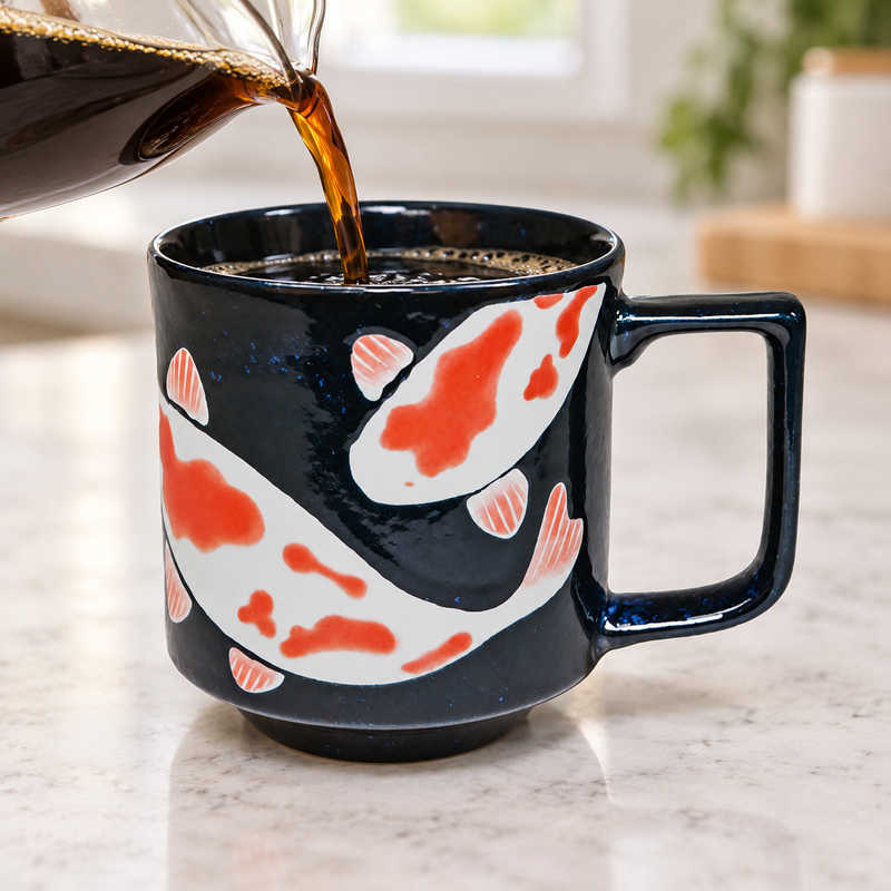 Coffee poured into the WA72-CA koi mug