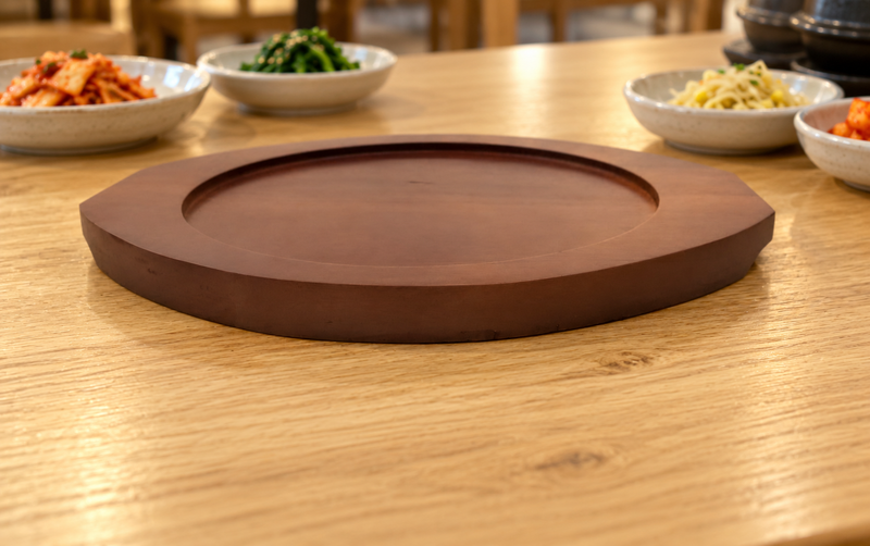DH-WB24 wooden base in dining setting; pan sold separately