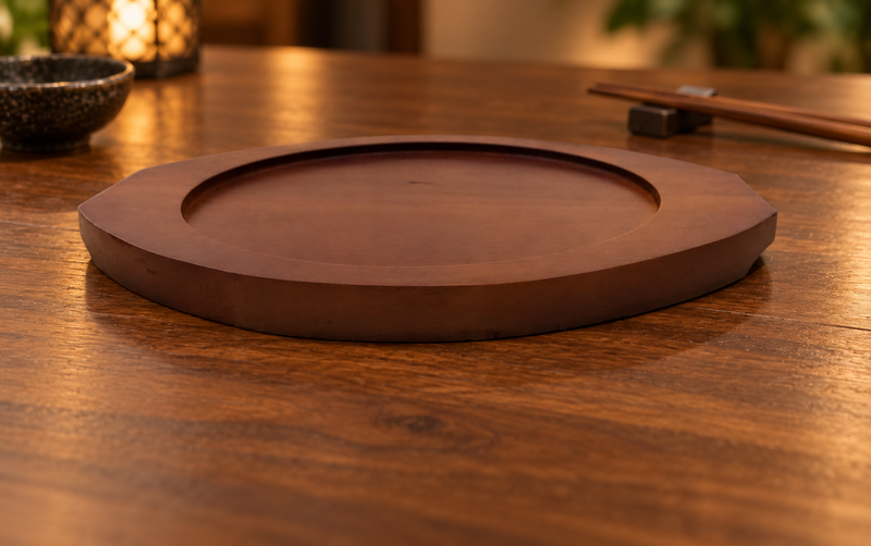 DH-WB26 wooden base in dining setting; pan sold separately