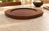 DH-WB28 wooden serving base on a light dining tabletop; pan not included
