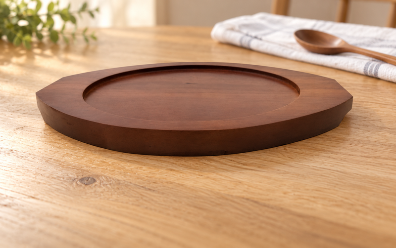 DH-WB30 wooden base in dining setting; pan sold separately