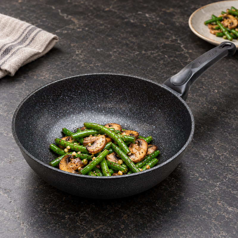 12" Marble Nonstick Aluminum Wok Pan — A larger single-handle option