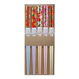 5pr Bamboo Chopstick Set Flower Pattern- 8.85"L(asst)