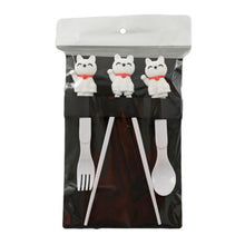 White Cat Spoon, Fork and Chopstick Set