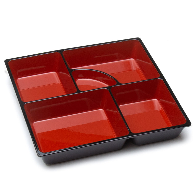 9.25" Square Bento Box Divider, Black & Red
