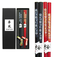 Black & Red Floral Chopsticks with Rests — 2 Pairs