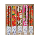 5pr Bamboo Chopstick Set Flower Pattern- 8.85"L(asst)
