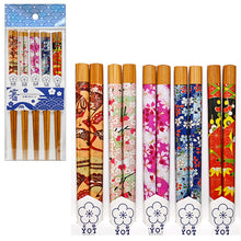 Floral Chopsticks with Brown Ends — 5 Pairs