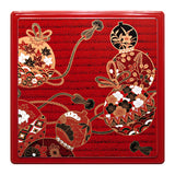 LACQUER BOX 9"Sq.x2"H (rd)