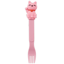 6½-inch Pink Cat Fork with Raised-Paw Figure