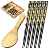5PR CHOPSTICK SET W/SPATULA (bk)