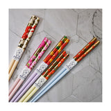 5pr Bamboo Chopstick Set Flower Pattern- 8.85"L(asst)