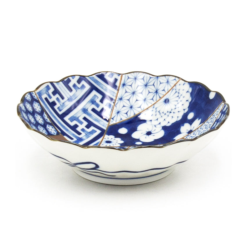 Japanese Shallow Bowls - 20 fl. oz / 6.6"D x 2"H / Aoi Yuzen