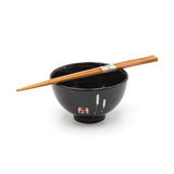 Japanese Bowl With Chopsticks 4pc Set 4:4 - Bowl : 4.25"D x 2.5"H / Chopsticks : 9"L
