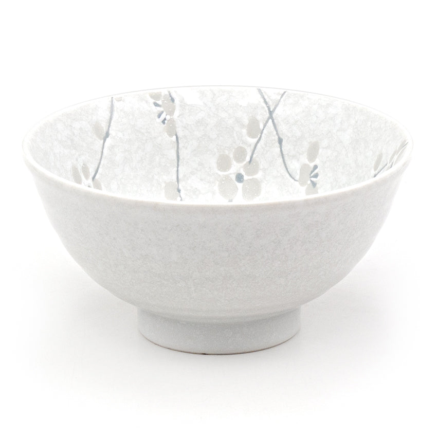 Japanese Deep Medium Bowl -Sumie Soshun, White Sakura