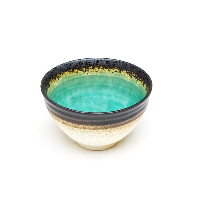 Turquoise Glazed Japanese Bowl 5"Dx3"H BOWL