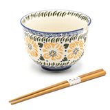 Bowl With / Chopstick - 5.25"D x 3.75"H / 7.85"L