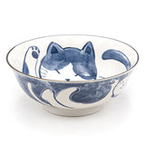 Japanese Noode Bowl Blue Cat - 28 fl. oz. / 7.5"D x 3"H