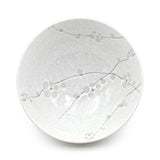 Japanese Deep Medium Bowl -Sumie Soshun, White Sakura
