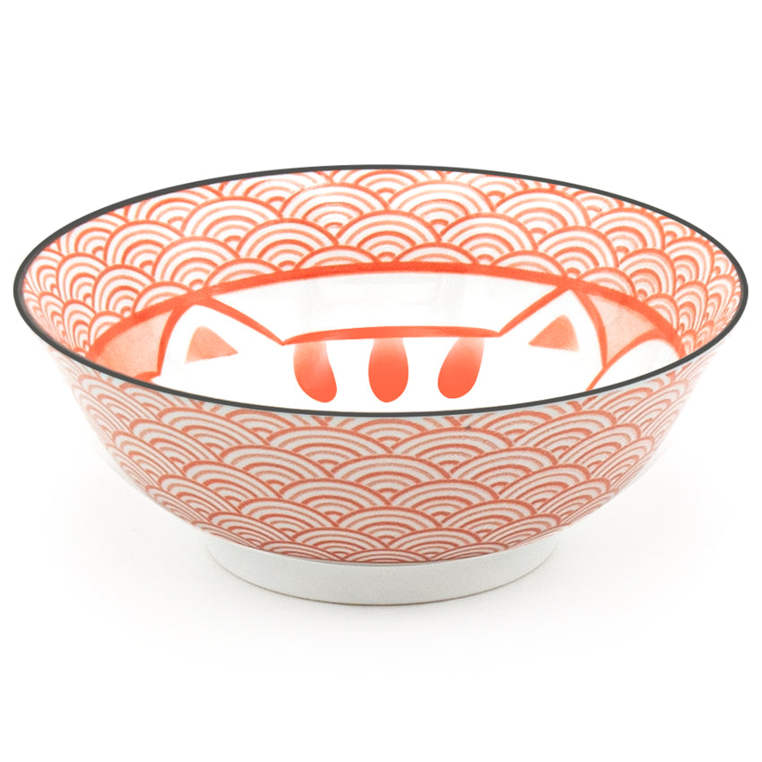 Japanese Large Bowl Lucky Cat, Red - 37 fl. oz. / 7.65"D x 2.85"H