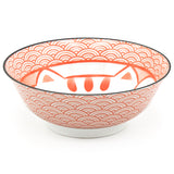 Japanese Large Bowl Lucky Cat, Red - 37 fl. oz. / 7.65"D x 2.85"H