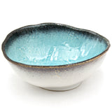Turquoise Blue Japanese Oval Large Bowl - 9.65"L x 8"W x 3.65"H