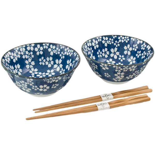 BOWL SET 2PC w/chopsticks 6"Dx2.75"H