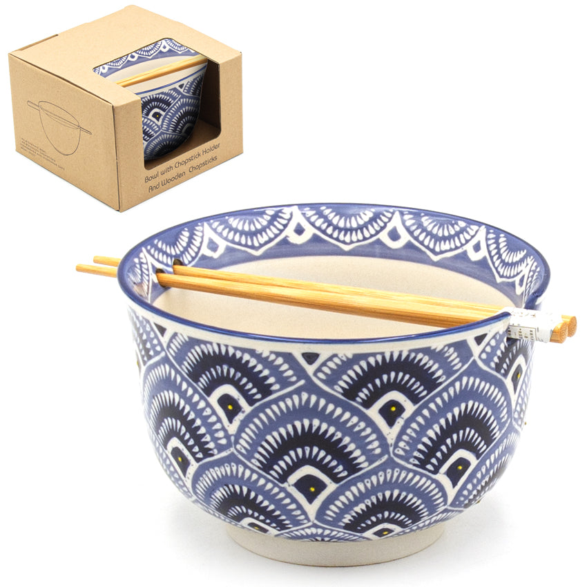 Bowl with Chopsticks - 6"D x 3.85"H