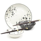 Japanese Deep Plate, Bowl With/Chopstick 5pc 1:2:2