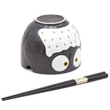 Owl Bowl With/Chopsticks-18 fl. oz. / 5"D x 4"H/Chopsticks 8.85"L