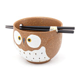Owl Bowl With/Chopsticks-18 fl. oz. / 5"D x 4"H/Chopsticks 8.85"L