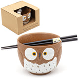 Owl Bowl With/Chopsticks-18 fl. oz. / 5"D x 4"H/Chopsticks 8.85"L
