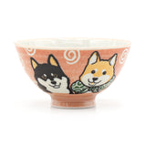 Japanese Ceramic Rice Bowl Shiba Inu Dog Pink - 4.5"D x 2.4"H