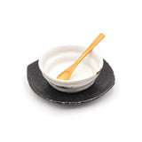 Japanese Dessert Bowl Set With Spoon 5pc - Bowl : 4.65"D x 2"H / Plate :  6.25"D x 2"H / Spoon : 5.25"L