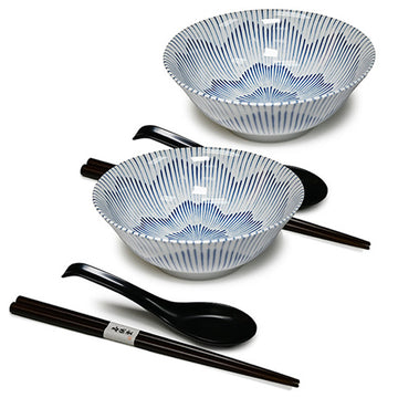 36oz. 7.75"D x 3"H 2PC BOWL SET W/CHOPSTICKS / SPOONS
