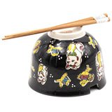 Lucky Cat Bowl With Chopsticks - 18fl. oz. / 5"D x 3.75"H