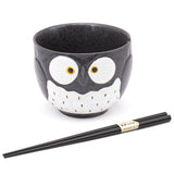 Owl Bowl With/Chopsticks-18 fl. oz. / 5"D x 4"H/Chopsticks 8.85"L